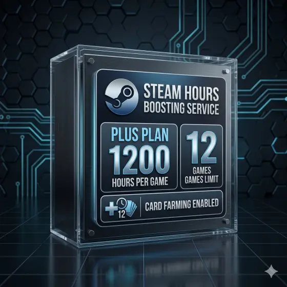 Steam Hours Boosting Service Plus Plan | 1200 Hours Per Game | 12 Games Limit | Card Farming Enabled