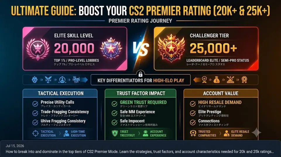 CS2 Premier rating 20k and 25k rating rank badge guide banner
