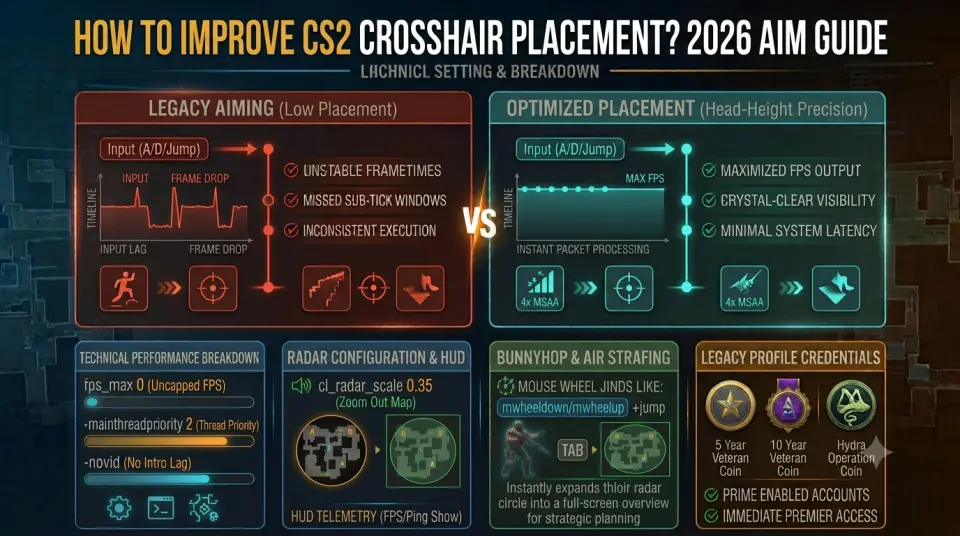 Counter-Strike 2 player crosshair aligned directly at enemy head height on Mirage A ramp corner