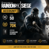 Level 50 Rainbow Six Siege account with 70K renown and standard edition featuring tactical operators in action