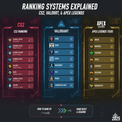 Ranking Systems Explained: CS2, Valorant, and Apex Legends